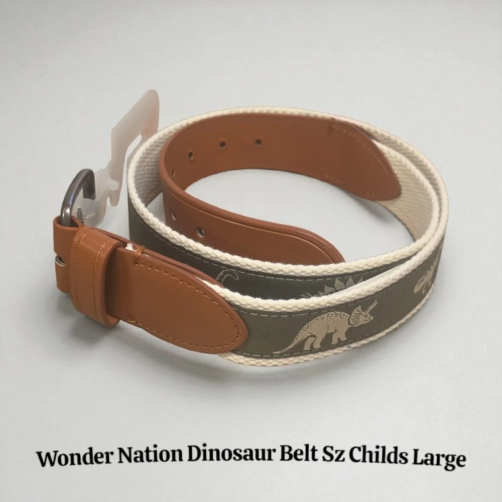 Wonder Nation Boy's Size L Green Dinosaur Webbing Belt New